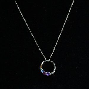 14K GOLD CITRINE AQUAMARINE AMETHYST BEJEWELED NECKLACE